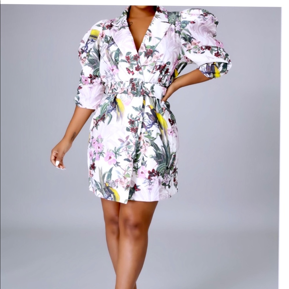 Floral Puff Sleeve Mini Dress